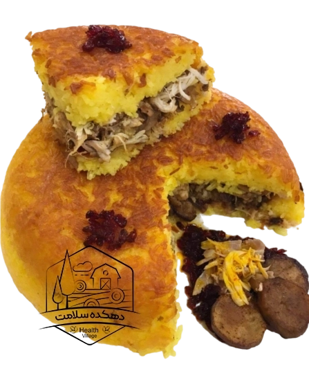 ته چین مرغ و بادمجان
